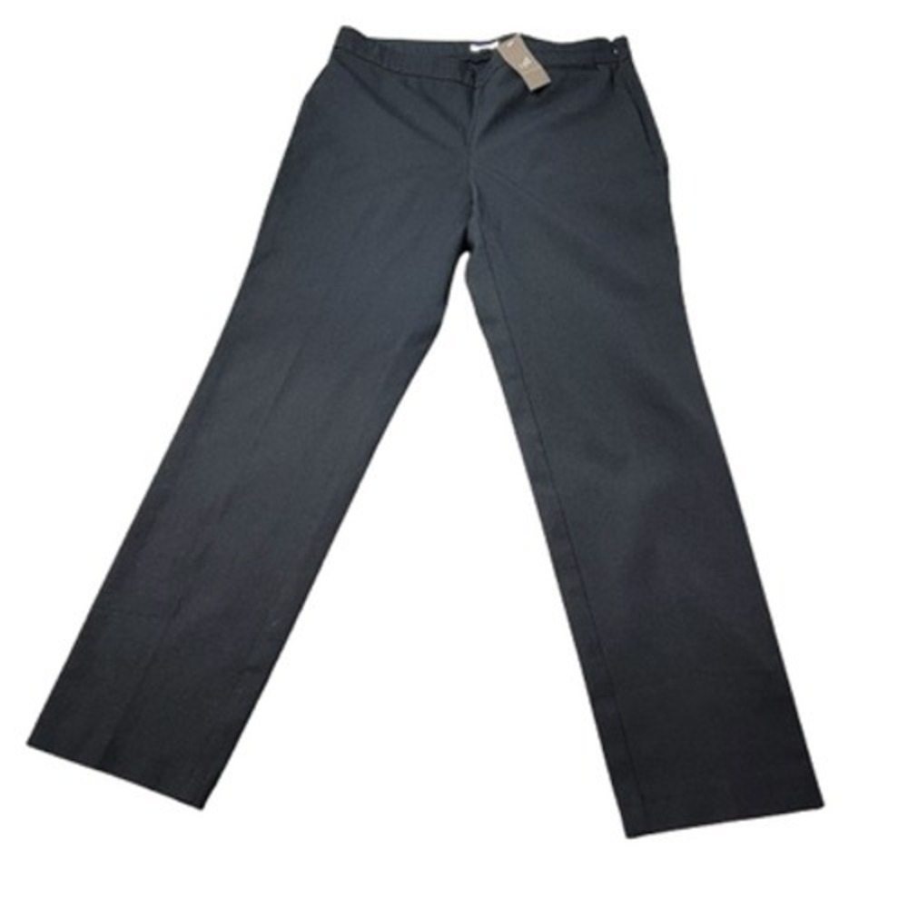 J Jill Precision Stretch Pants Womens 12 Black Straight Leg Side Zip Office New